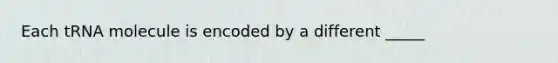 Each tRNA molecule is encoded by a different _____
