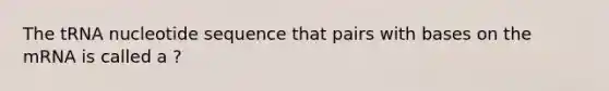 The tRNA nucleotide sequence that pairs with bases on the mRNA is called a ?