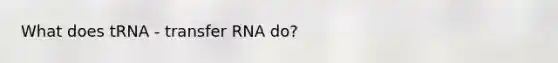 What does tRNA - transfer RNA do?