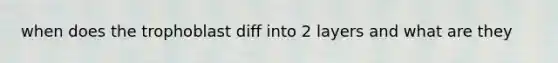 when does the trophoblast diff into 2 layers and what are they