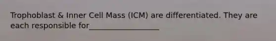 Trophoblast & Inner Cell Mass (ICM) are differentiated. They are each responsible for__________________