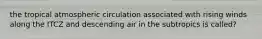 the tropical atmospheric circulation associated with rising winds along the ITCZ and descending air in the subtropics is called?