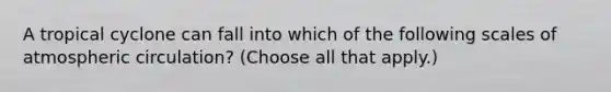 A tropical cyclone can fall into which of the following scales of atmospheric circulation? (Choose all that apply.)