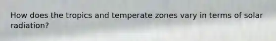 How does the tropics and temperate zones vary in terms of solar radiation?