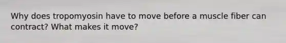 Why does tropomyosin have to move before a muscle fiber can contract? What makes it move?