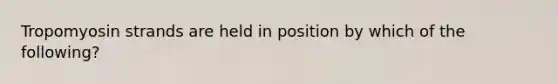 Tropomyosin strands are held in position by which of the following?