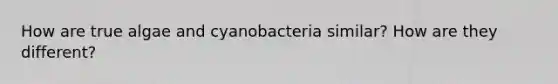 How are true algae and cyanobacteria similar? How are they different?