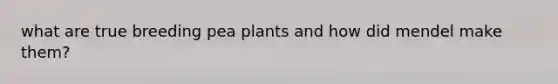 what are true breeding pea plants and how did mendel make them?