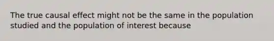 The true causal effect might not be the same in the population studied and the population of interest​ because