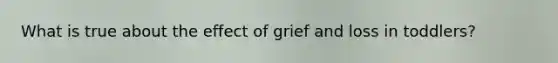 What is true about the effect of grief and loss in toddlers?