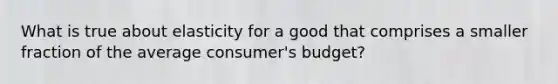 What is true about elasticity for a good that comprises a smaller fraction of the average consumer's budget?