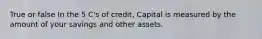 True or false In the 5 C's of credit, Capital is measured by the amount of your savings and other assets.