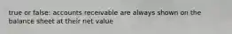 true or false: accounts receivable are always shown on the balance sheet at their net value