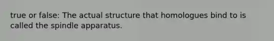 true or false: The actual structure that homologues bind to is called the spindle apparatus.