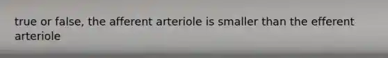 true or false, the afferent arteriole is smaller than the efferent arteriole