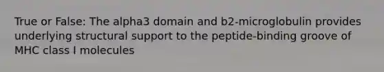 True or False: The alpha3 domain and b2-microglobulin provides underlying structural support to the peptide-binding groove of MHC class I molecules