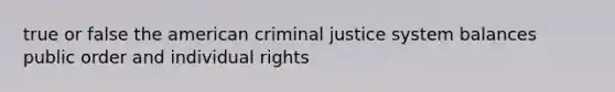 true or false the american criminal justice system balances public order and individual rights