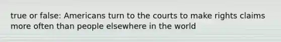 true or false: Americans turn to the courts to make rights claims more often than people elsewhere in the world