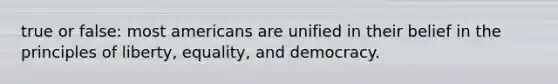 true or false: most americans are unified in their belief in the principles of liberty, equality, and democracy.