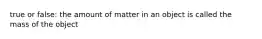 true or false: the amount of matter in an object is called the mass of the object