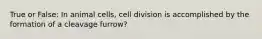 True or False: In animal cells, cell division is accomplished by the formation of a cleavage furrow?