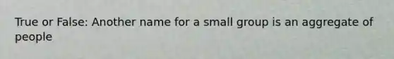 True or False: Another name for a small group is an aggregate of people