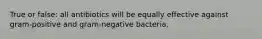 True or false: all antibiotics will be equally effective against gram-positive and gram-negative bacteria.