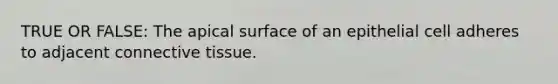 TRUE OR FALSE: The apical surface of an epithelial cell adheres to adjacent connective tissue.