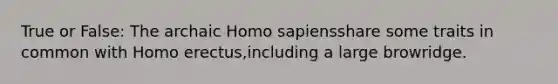 True or False: The archaic Homo sapiensshare some traits in common with Homo erectus,including a large browridge.