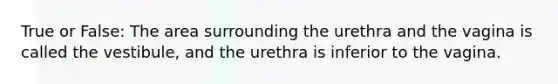 True or False: The area surrounding the urethra and the vagina is called the vestibule, and the urethra is inferior to the vagina.