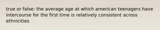 true or false: the average age at which american teenagers have intercourse for the first time is relatively consistent across ethnicities