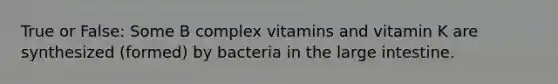 True or False: Some B complex vitamins and vitamin K are synthesized (formed) by bacteria in the large intestine.