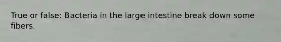 True or false: Bacteria in the large intestine break down some fibers.