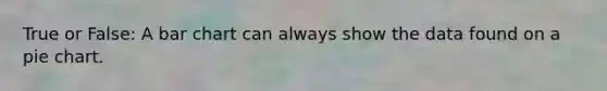 True or False: A bar chart can always show the data found on a pie chart.