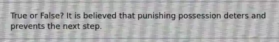 True or False? It is believed that punishing possession deters and prevents the next step.