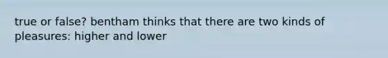 true or false? bentham thinks that there are two kinds of pleasures: higher and lower