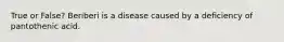 True or False? Beriberi is a disease caused by a deficiency of pantothenic acid.