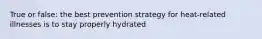 True or false: the best prevention strategy for heat-related illnesses is to stay properly hydrated