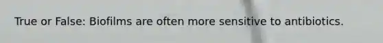 True or False: Biofilms are often more sensitive to antibiotics.