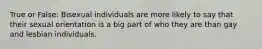 True or False: Bisexual individuals are more likely to say that their sexual orientation is a big part of who they are than gay and lesbian individuals.