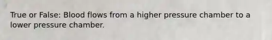True or False: Blood flows from a higher pressure chamber to a lower pressure chamber.