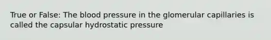 True or False: The blood pressure in the glomerular capillaries is called the capsular hydrostatic pressure