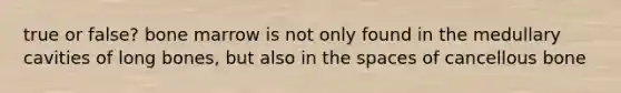 true or false? bone marrow is not only found in the medullary cavities of long bones, but also in the spaces of cancellous bone