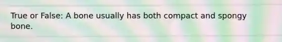 True or False: A bone usually has both compact and spongy bone.
