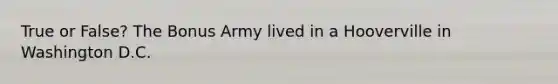 True or False? The Bonus Army lived in a Hooverville in Washington D.C.