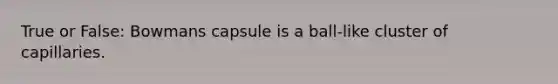 True or False: Bowmans capsule is a ball-like cluster of capillaries.