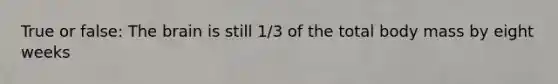 True or false: <a href='https://www.questionai.com/knowledge/kLMtJeqKp6-the-brain' class='anchor-knowledge'>the brain</a> is still 1/3 of the total body mass by eight weeks