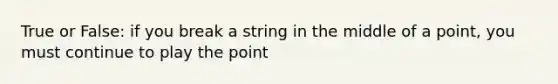 True or False: if you break a string in the middle of a point, you must continue to play the point