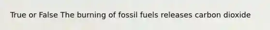 True or False The burning of fossil fuels releases carbon dioxide