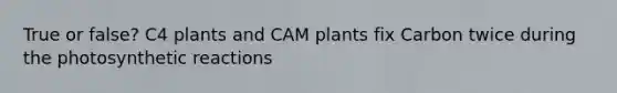 True or false? C4 plants and CAM plants fix Carbon twice during the photosynthetic reactions